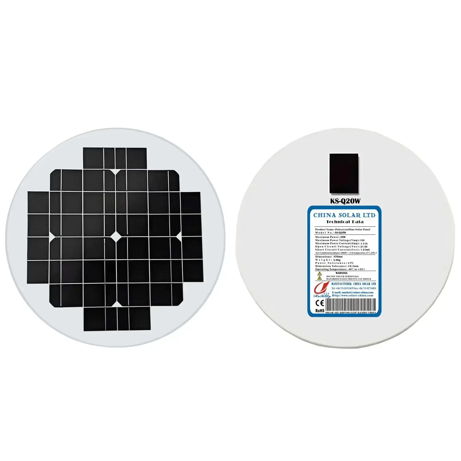 Panneaux Solaires Circulaires 20W